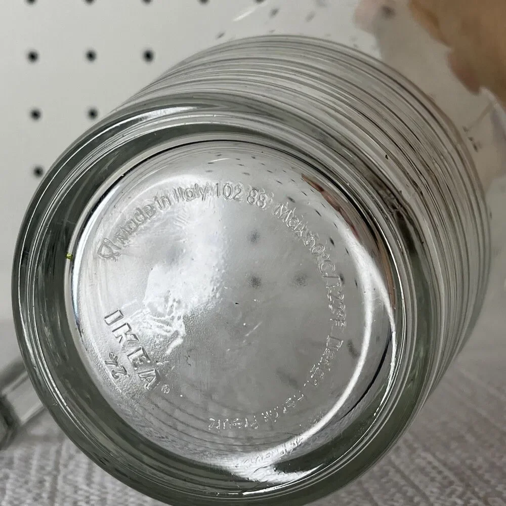 Ikea Clear Glass Svepa Pitcher 32 oz Embossed Ribbed Rings Discontinued